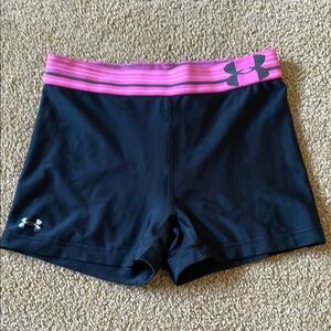 Under Armour Black Biker Shorts With Pink Waistband